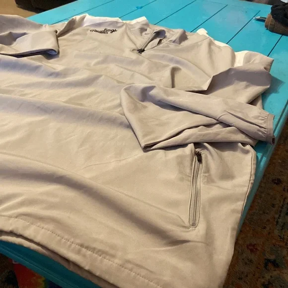 Rawlings Mens Adult Quarter Zip Long Sleeve Jacket Grey/White Size XL - Picture 3 of 3